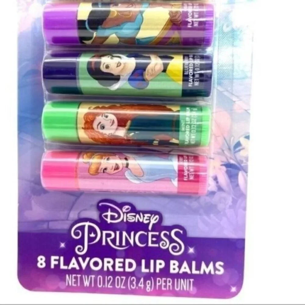 Disney Princess 8 Piece Lip Balm Set New